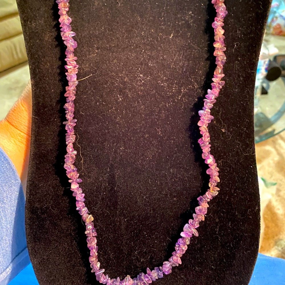 Rough Cut Amethyst Necklace 35”